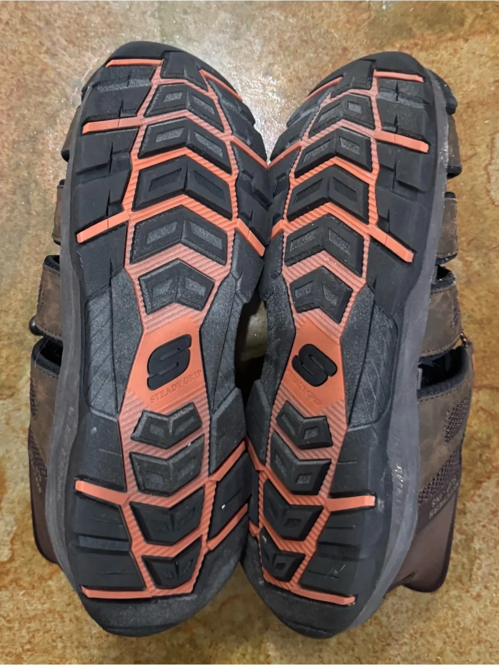 Skechers Men’s Brown and Black Outdoor Slip-On Sandals